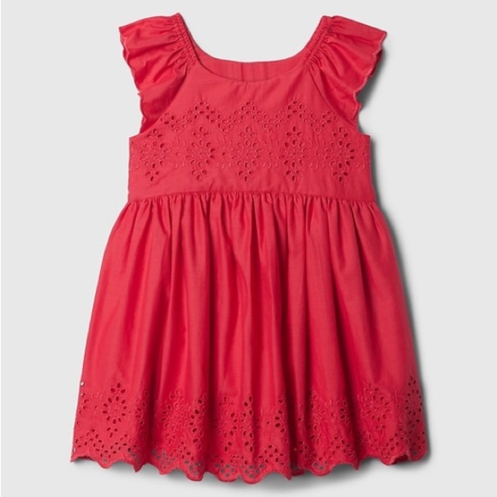 EUC Baby GAP Vibrant Red Eyelet Kids Dress